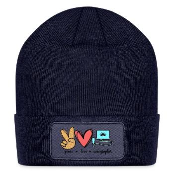 Peace Love Tech Heart - Patch Beanie - navy - Front
