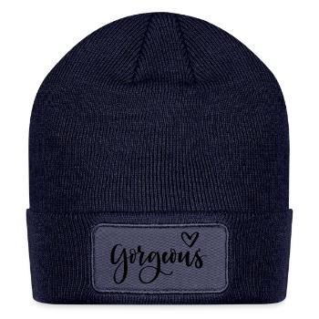 Gorgeous Positive Quote - Patch Beanie - navy - Front