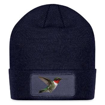 Ruby Throated Hummingbird in Flight - Patch Beanie - navy - Front