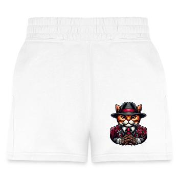 Mafia Cat with Fedora in Pinstripe Suit - Women's Jogger Short - white - Front