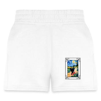 Black Cat Walking in a Van Gogh World Under a - Women's Jogger Short - white - Front