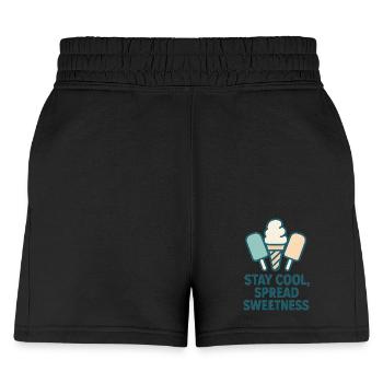 Stay Cool, Spread Sweetness Cute Ice Cream Cone - Women's Jogger Short - black - Front