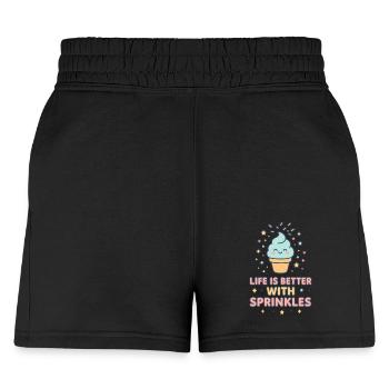 Life Is Better With Cute Smiling Ice Cream Cone - Women's Jogger Short - black - Front