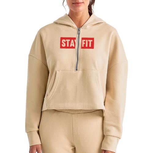 Stay Fit - Women's Half Zip Cropped Hoodie