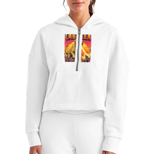 Labzilla Giant Yellow Labrador Monster Tee - Women's Half Zip Cropped Hoodie