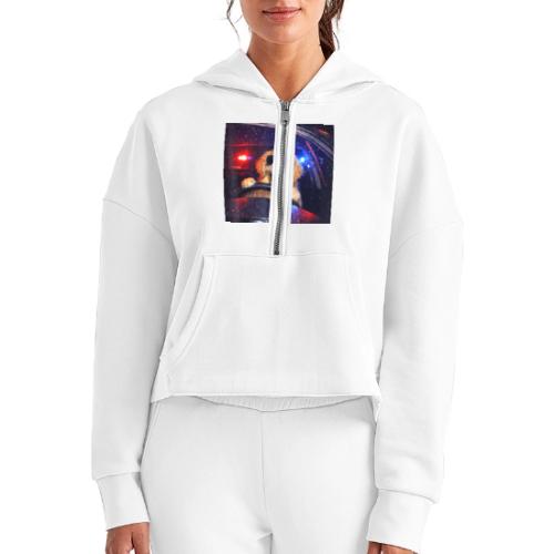 Funny Police Golden Retriever Meme Tee - Women's Half Zip Cropped Hoodie