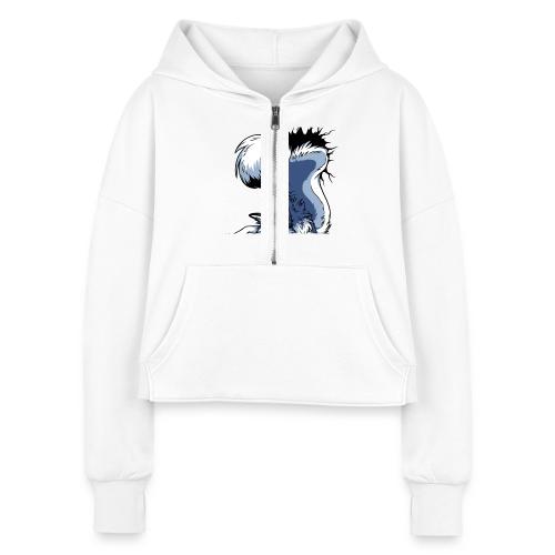 UN-STUCK Blue Husky - Women's Half Zip Cropped Hoodie
