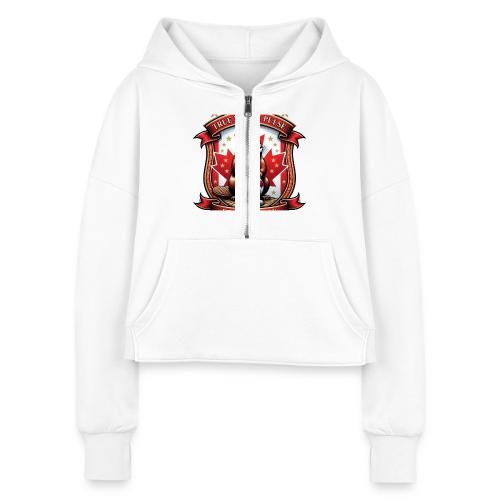 Canada Beaver Crest T-Shirt, Pride Badge Gift - Women's Half Zip Cropped Hoodie