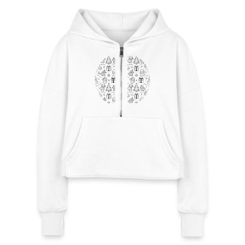 Santa's Festive Wheel T-Shirt - Women's Half Zip Cropped Hoodie