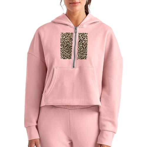 dark shaded leopard pattern - Women's Half Zip Cropped Hoodie