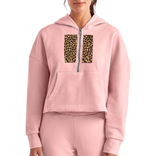 dark shaded leopard pattern - Women's Half Zip Cropped Hoodie