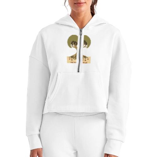 Peace To The Land Of Peace Tree Heart - Women's Half Zip Cropped Hoodie
