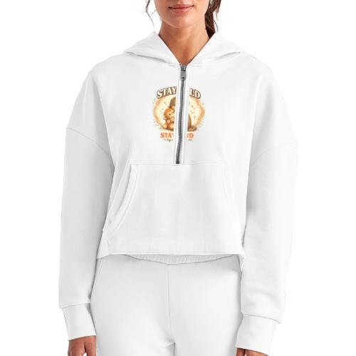Stay Wild Stay Kind Punch Monkey Hug - Women's Half Zip Cropped Hoodie