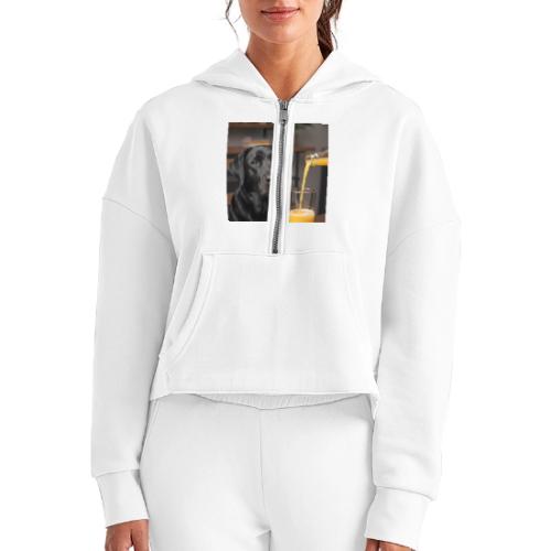 Golden Retriever Chill Juice Vibes - Women's Half Zip Cropped Hoodie