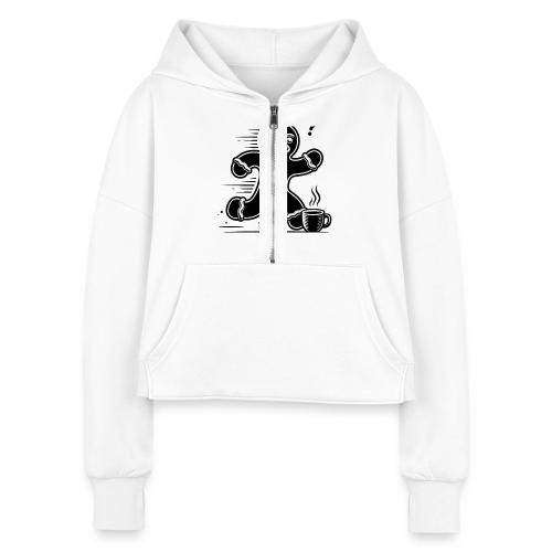 Gingerbread Man T-Shirt - Women's Half Zip Cropped Hoodie