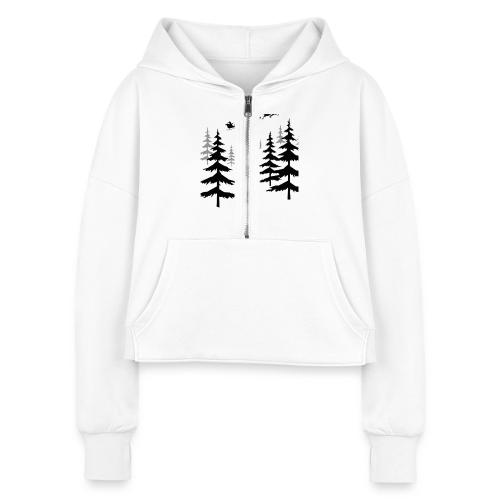 Joyful Tidings Christmas T-Shirt - Women's Half Zip Cropped Hoodie