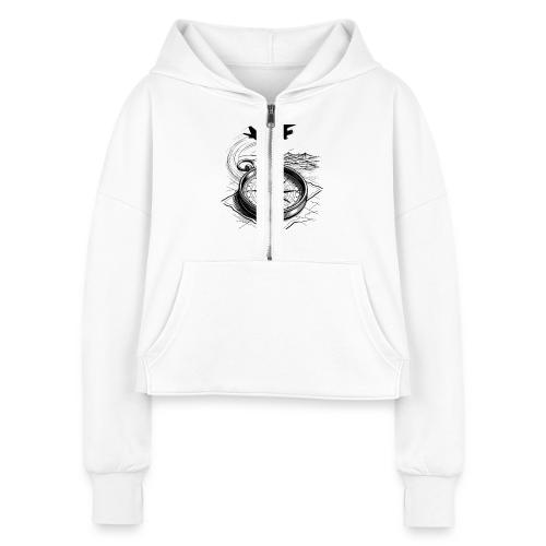 Wanderlust 2026 T-Shirt | Minimalist Travel Plane - Women's Half Zip Cropped Hoodie