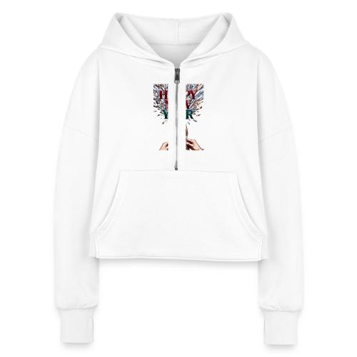 Toasting Hands T-Shirt Confetti Shower Premium - Women's Half Zip Cropped Hoodie