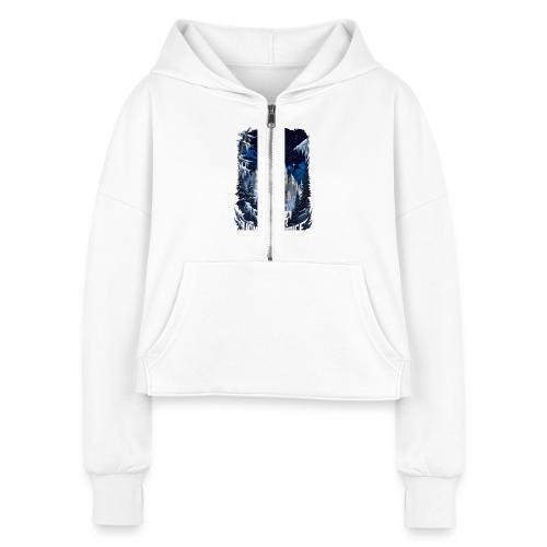 Celestial Winter Temple T-Shirt - Women's Half Zip Cropped Hoodie