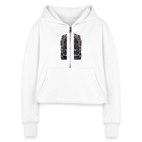Gilded Baroque Fountain T-Shirt - Women's Half Zip Cropped Hoodie