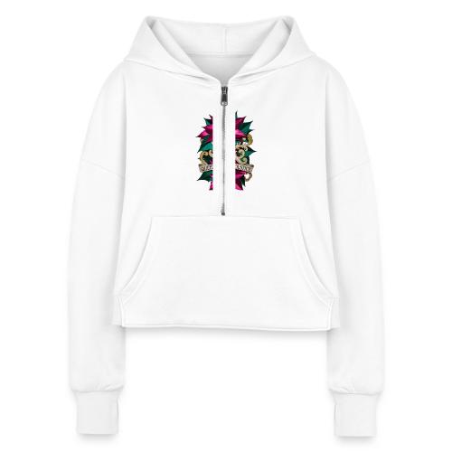 Queen of the Solstice Poinsettia T-Shirt - Women's Half Zip Cropped Hoodie
