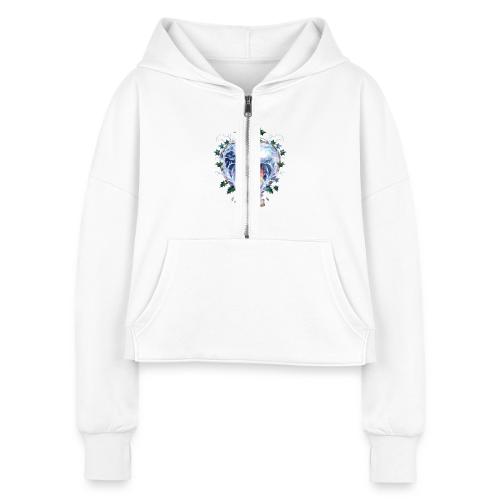 Imbolc Candle Veil T-Shirt | Veiled Rebirth - Women's Half Zip Cropped Hoodie