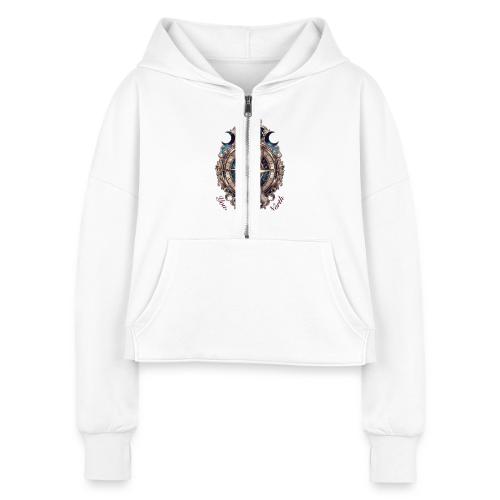 You Are My True North Celestial Compass T-Shirt - Women's Half Zip Cropped Hoodie