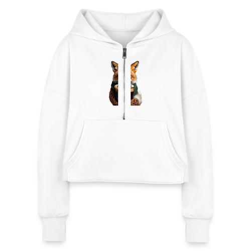 Sly Emerald Fox Toast T-Shirt - Women's Half Zip Cropped Hoodie