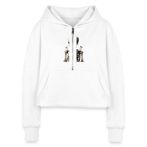 Eternal Stout Skeleton Graphic Tee - Women's Half Zip Cropped Hoodie