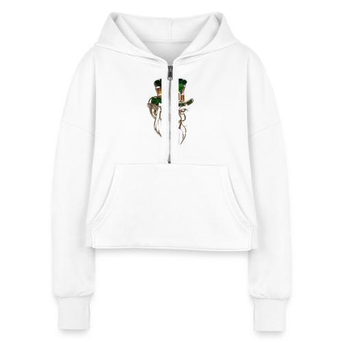 Leprechaun Lantern Mischief T-Shirt - Women's Half Zip Cropped Hoodie