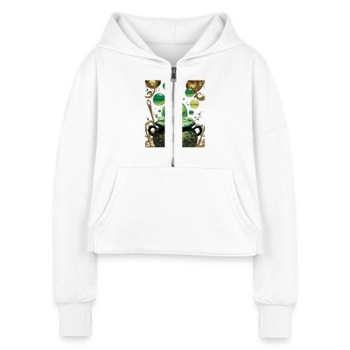 Emerald Excuses Cauldron Graphic Tee - Women's Half Zip Cropped Hoodie
