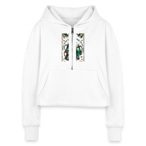 Cheers to Bad Ideas Tankards Graphic Tee - Women's Half Zip Cropped Hoodie
