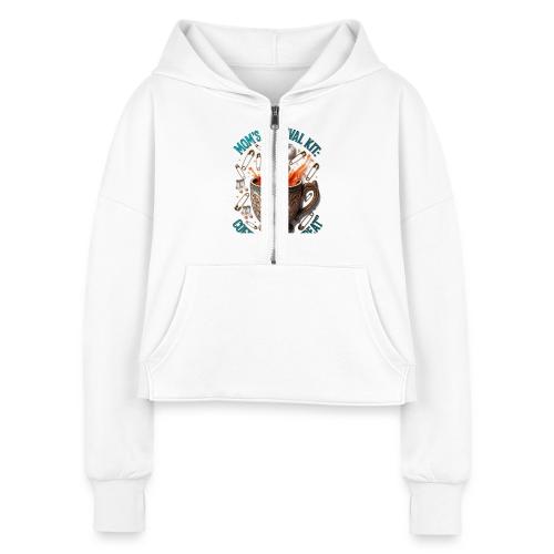 Mom's Survival Kit Tee | Coffee Chaos - Women's Half Zip Cropped Hoodie