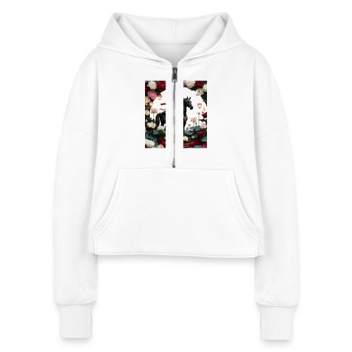 Year of the Horse Harmony T Shirt, Lunar New Year - Women's Half Zip Cropped Hoodie