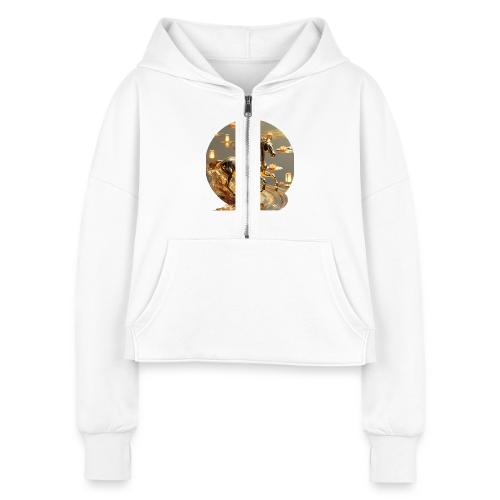 Year of the Horse Abundance T Shirt, Lunar NY Gift - Women's Half Zip Cropped Hoodie