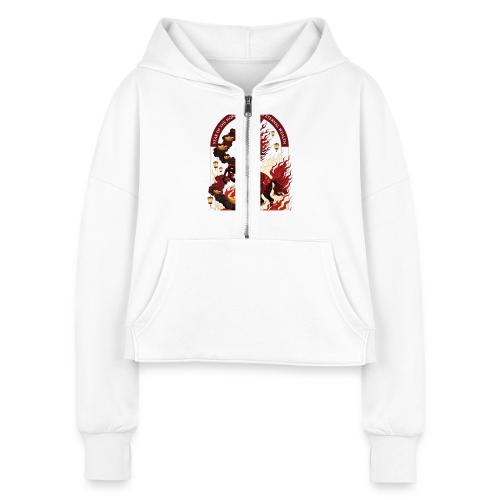 Year of the Horse Rise T Shirt,Lunar New Year Gift - Women's Half Zip Cropped Hoodie