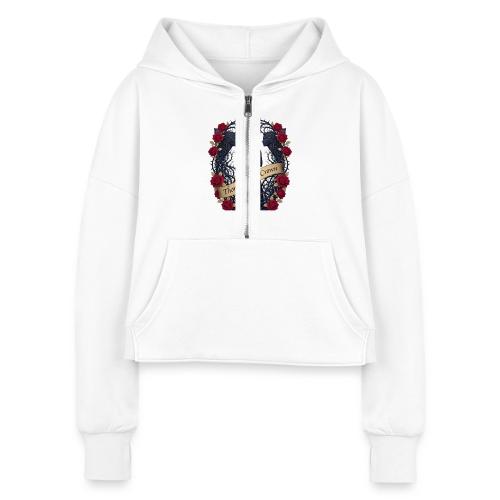 Women’s Day Thorn Crown T Shirt, Gift for Sister - Women's Half Zip Cropped Hoodie