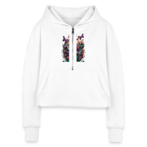 Easter Dawn's Flutter Butterfly T Shirt, Gift - Women's Half Zip Cropped Hoodie