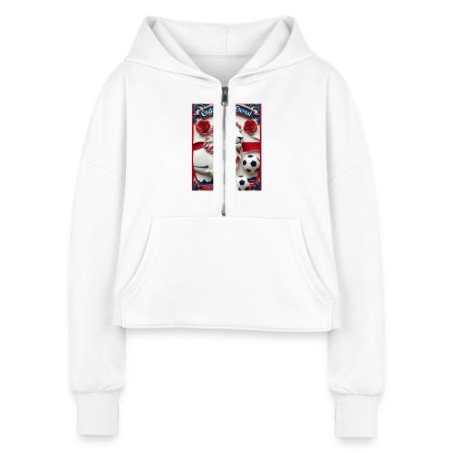 England Lion Soccer T Shirt, Football Pride Gift - Women's Half Zip Cropped Hoodie