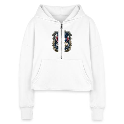 USA Eagle Vanguard T-Shirt,American Flag PrideGift - Women's Half Zip Cropped Hoodie