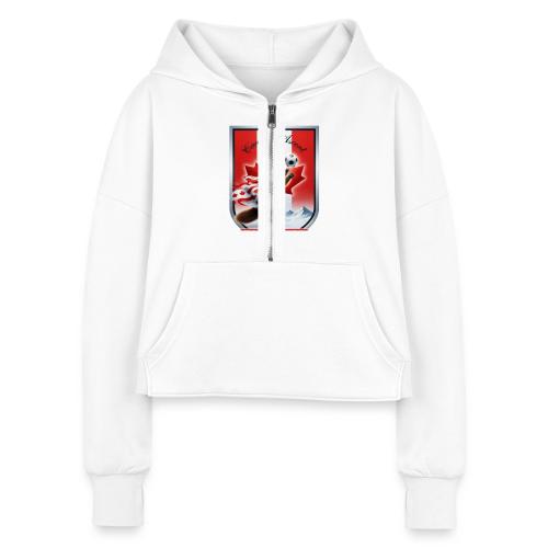 Canada Beaver Ascent T-Shirt, Canadian Pride Gift - Women's Half Zip Cropped Hoodie