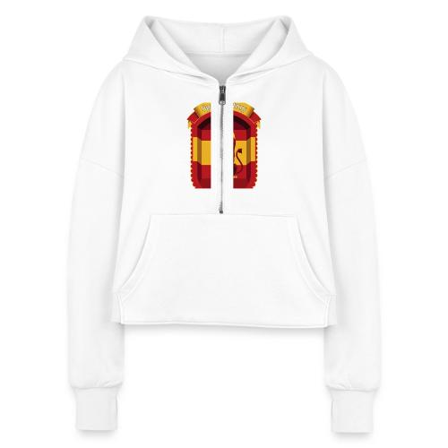 Spain Lion Victory T-Shirt, Flag Pride Crest Gift - Women's Half Zip Cropped Hoodie