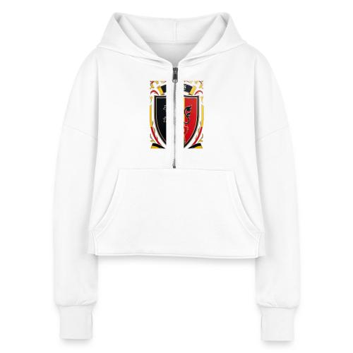Belgium Lion Crest T-Shirt, Belgian Flag Gift - Women's Half Zip Cropped Hoodie