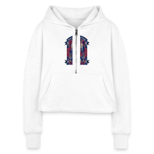 Barcelona Red Heritage T Shirt, Barsa fan Gift - Women's Half Zip Cropped Hoodie