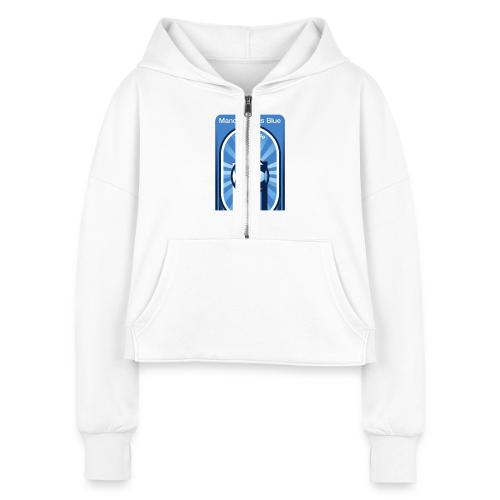Manchester is Blue Soccer City T Shirt, Apparel - Women's Half Zip Cropped Hoodie
