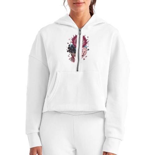 Gothic Valentine Eldritch Bloom – Dark Rom - Women's Half Zip Cropped Hoodie