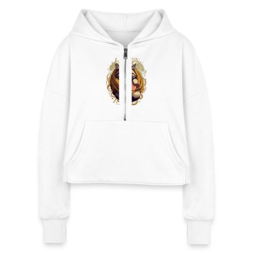 Powered by Sarcasm Cat Tee - Women's Half Zip Cropped Hoodie