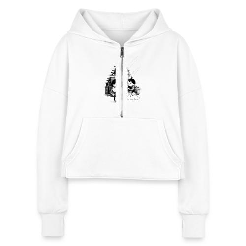 Christmas Morning T-Shirt | Minimalist Kids Gifts - Women's Half Zip Cropped Hoodie