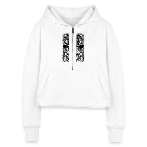 Salty Shamrock Skull T-Shirt - Women's Half Zip Cropped Hoodie