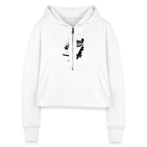 Cosmic Blueprint T-Shirt - Women's Half Zip Cropped Hoodie